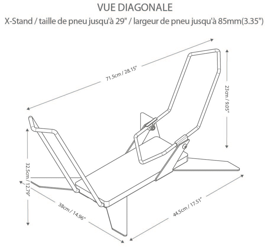 Dimensions du support au sol X-STAND