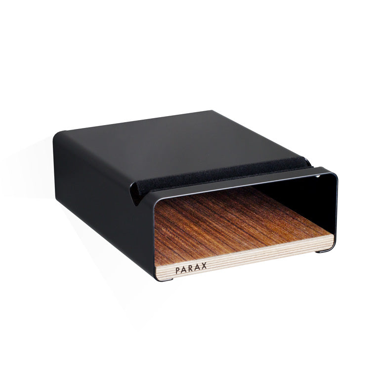 Fahrrad Wandhalterung S-RACK in schwarz mit Einlegebrett aus Walnuss